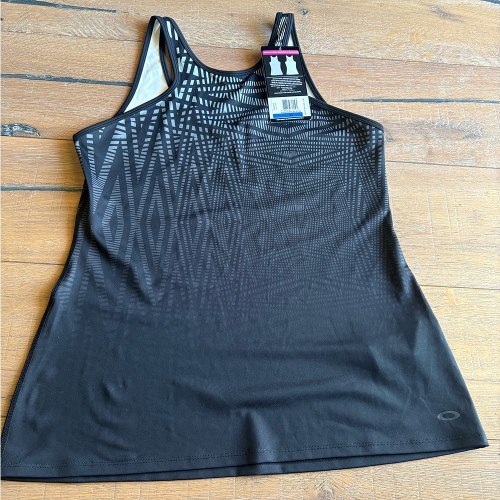 Oakley Black Fitted Graphic Tank Top